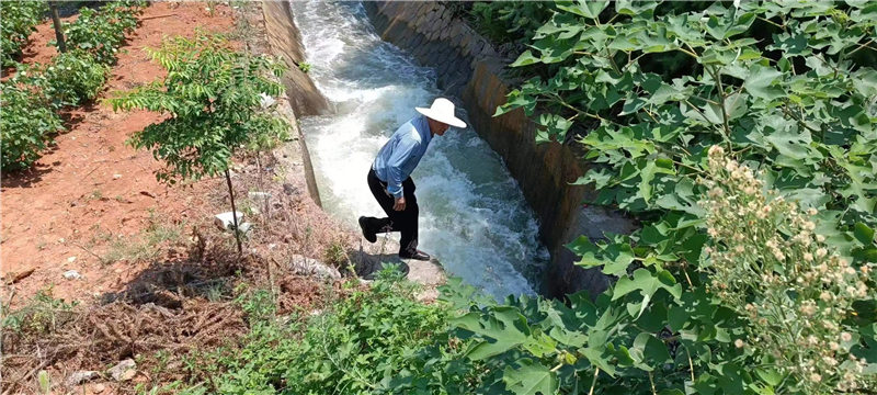 水管人員徒步巡查。黃佳攝