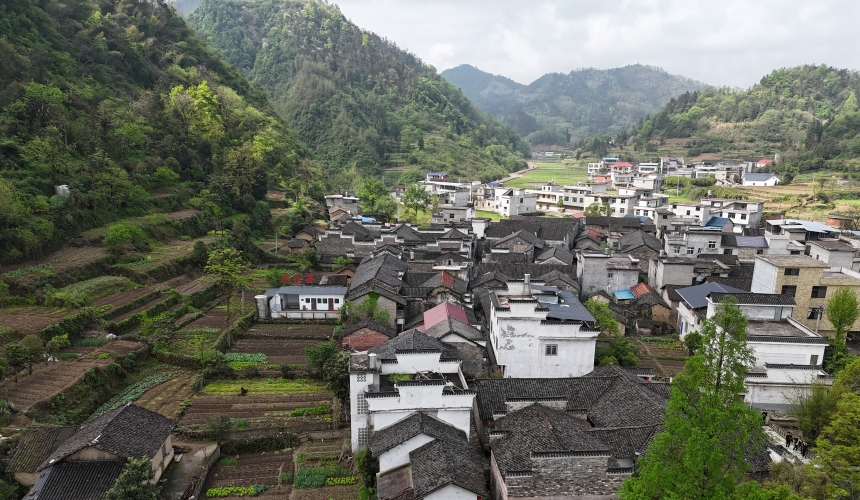 航拍通山石門村長(zhǎng)夏畈古民居群。尹多黎攝